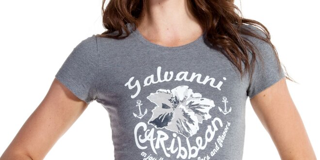 Dámske šedé tričko s potlačou Galvanni