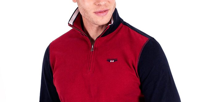 Pánsky červenomodrý sveter so stojáčikom Galvanni