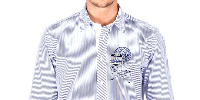 Pánska modrobiela pruhovaná košeľa Galvanni