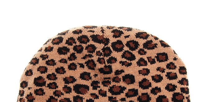 Obojstranná dámska pletená čapica Pussy Deluxe s leopardím vzorom