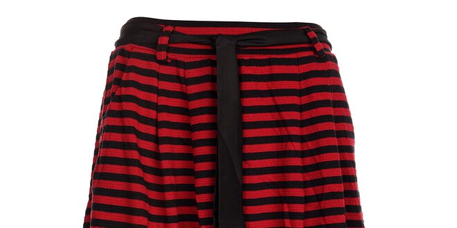 Dámska červeno-čierna prúžkovaná sukňa Pussy Deluxe