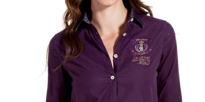 Dámska fialová košeľa s výšivkou Galvanni