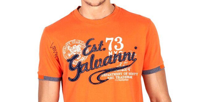 Pánske tekvicovo oranžové tričko s nápisom Galvanni