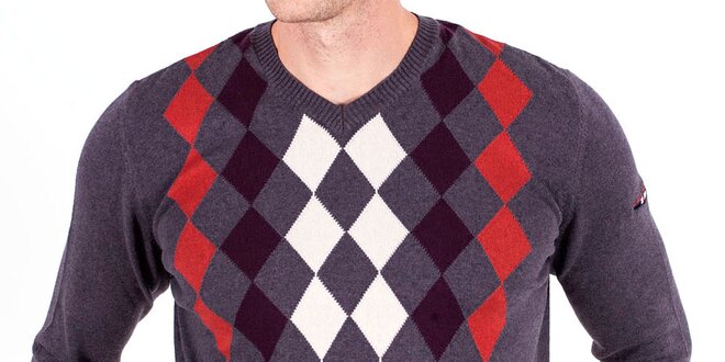 Pánsky antracitový sveter so vzorom Galvanni
