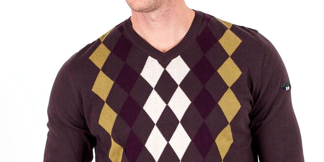 Pánsky hnedý sveter so vzorom Galvanni