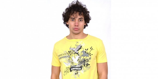 Pánske žlté tričko Energie s potlačou