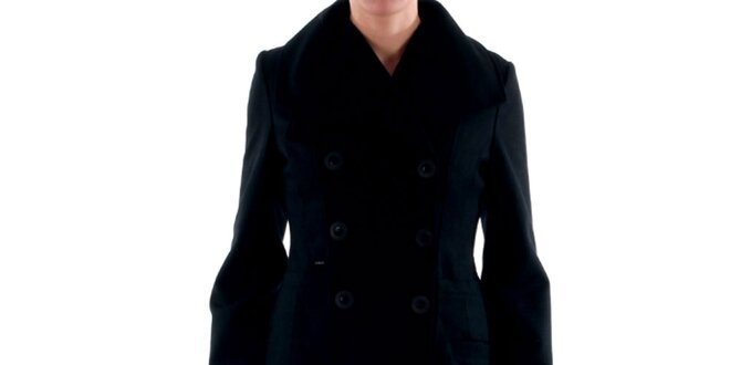Dámsky čierny kabát s gombíkovým zapínaním Amy Gee
