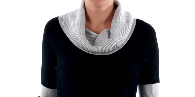 Originálny čierny sveter s kontrastným rolákom Amy Gee