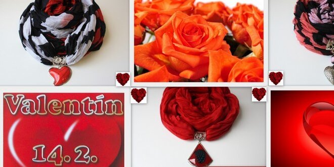 Valentínsky darček - šáliky s príveskom v tvare srdiečka