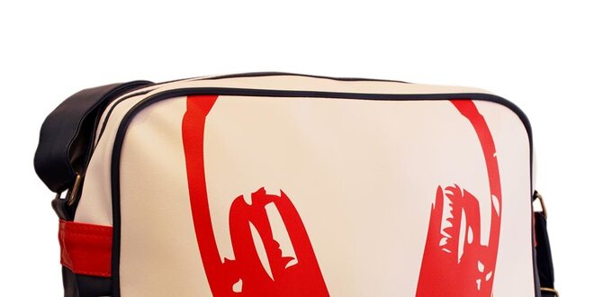 Mestská taška cez rameno s červenou potlačou slúchatiek Dunlop