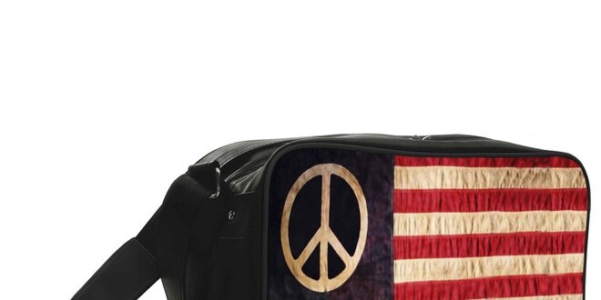 Čierna taška s hippie vlajkou Kothai