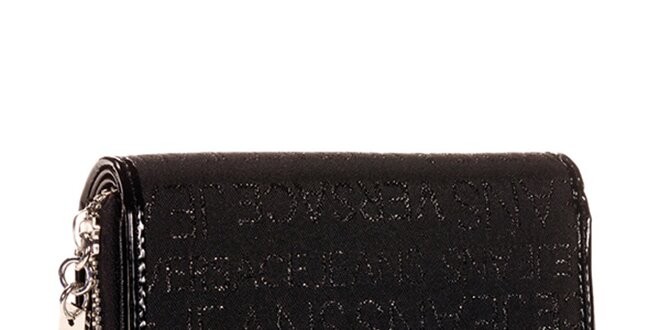 Dámska čierna peňaženka na zips so vzorom Versace Jeans