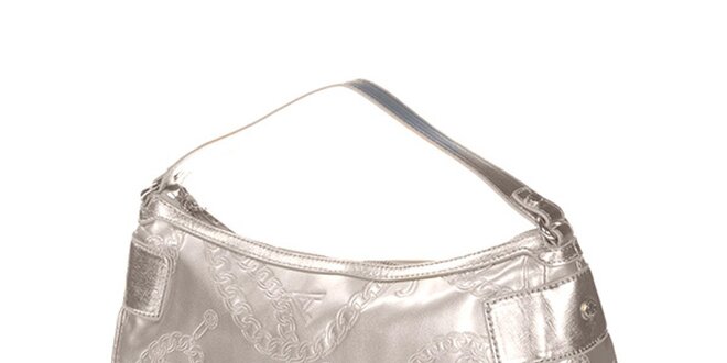 Dámska svetlo strieborná kabelka s reliéfnym povrchom Versace Jeans