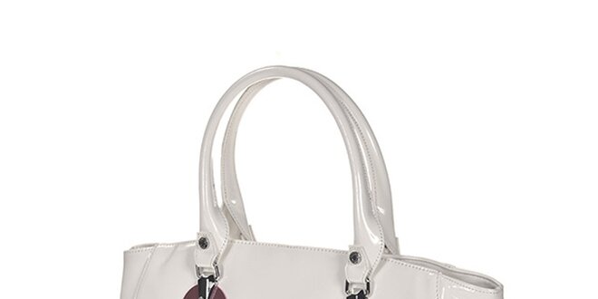 Dámska lesklá biela kabelka s kovovými plieškami Versace Jeans