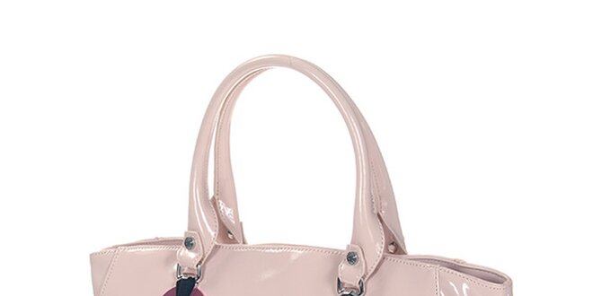 Dámska lesklá béžová kabelka s kovovými plieškami Versace Jeans