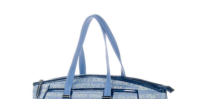 Dámska svetlo modrá kabelka s potlačou Versace Jeans
