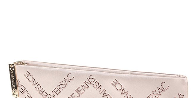 Dámska béžová listová kabelka s logom z drobných korálikov Versace Jeans
