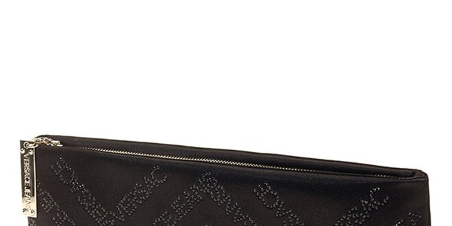 Dámska čierna listová kabelka s logom z drobných korálikov Versace Jeans
