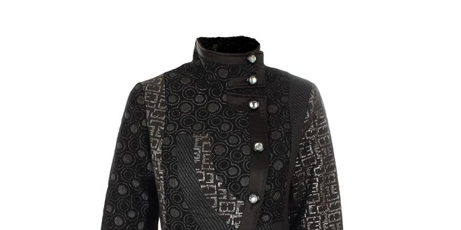 Dámsky čierny kabát so vzormi Gémo