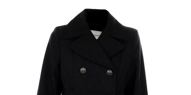 Dámsky kratší šedočierny dvojradový kabát Gémo