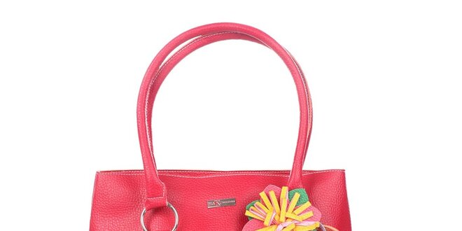 Dámska červená kabelka s kvetinkou Maku Barcelona