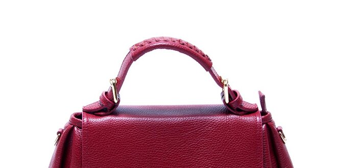 Dámska malinovo červená kožená kabelka s odnímateľným popruhom Renata Corsi