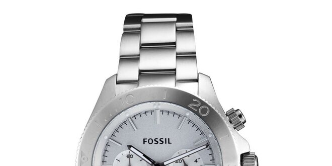 Pánske hodinky s chronografom v striebornej farbe Fossil