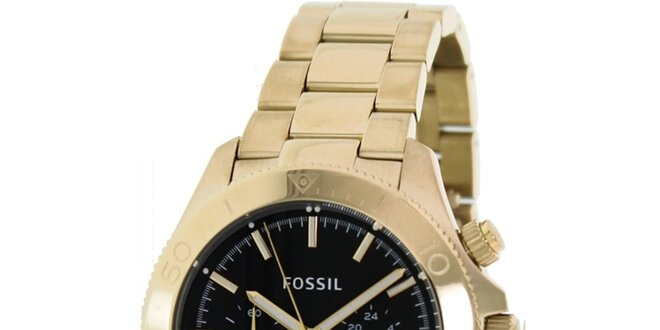 Pánske analogové hodinky s chronografom v zlatej farbe Fossil