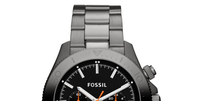 Pánske šedočierne analogové hodinky s chronografom Fossil