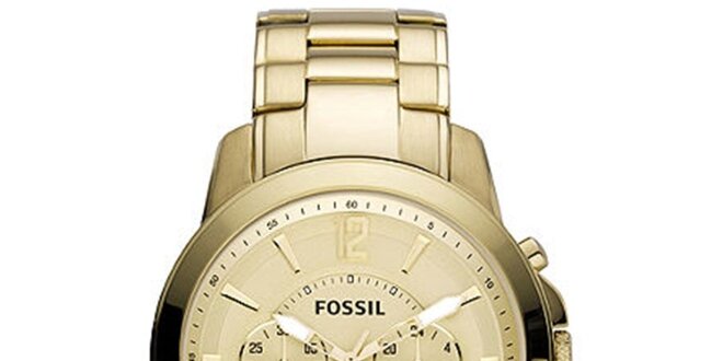 Pánske zlaté hodinky s chronografom Fossil