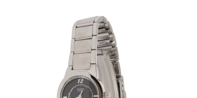 Dámske oceľové hodinky Casio s čiernym ciferníkom