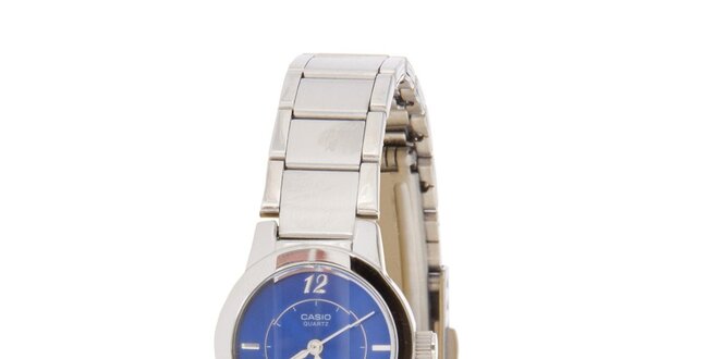 Dámske oceľové hodinky Casio s modrým ciferníkom
