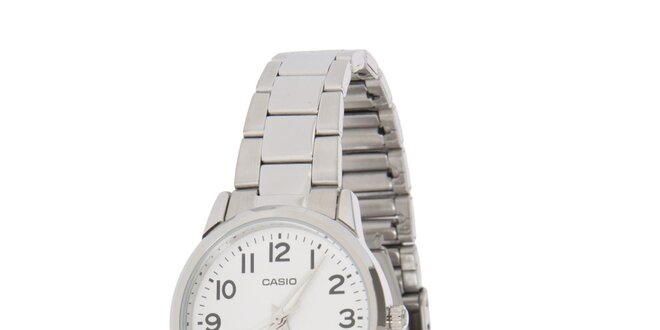 Dámske oceľové hodinky Casio s bielym ciferníkom