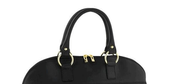 Dámska čierna kožená kabelka s odnímateľným popruhom Classe Regina