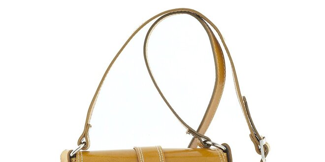 Dámska žltá kožená kabelka s klopou Classe Regina