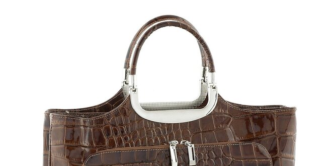 Dámska hnedá kožená kabelka so vzorom Classe Regina