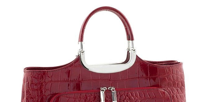 Dámska červená kožená kabelka so vzorom Classe Regina
