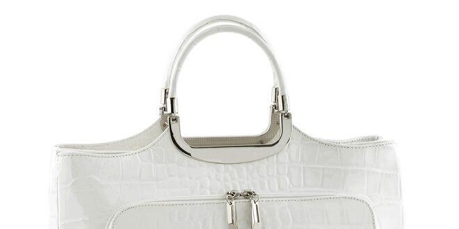 Dámska biela kožená kabelka so vzorom Classe Regina