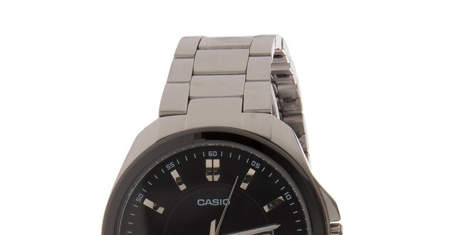 Pánske oceľové náramkové hodinky Casio s čiernym ciferníkom