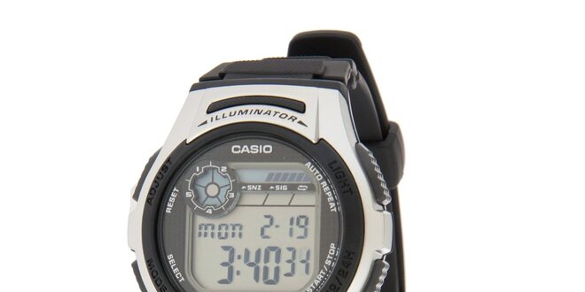 Pánske digitálne hodinky Casio s čiernym pryžovým remienkom