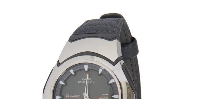 Pánske oceľové hodinky Casio s čiernym koženým remienkom