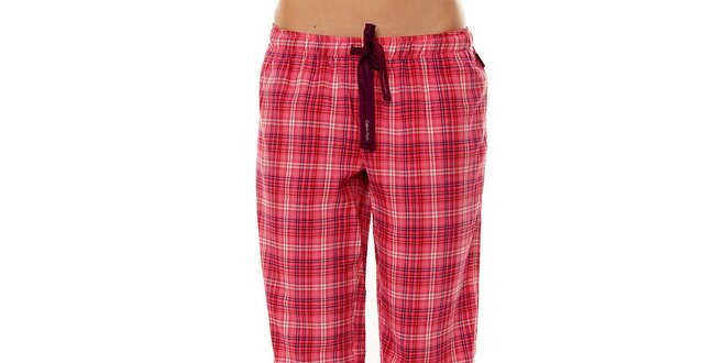 Dámske ružové kockované pyžamové nohavice Calvin Klein