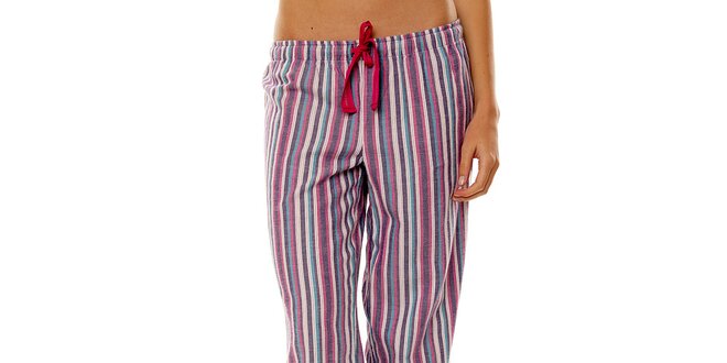 Dámske ružovo-fialové prúžkované pyžamové nohavice Calvin Klein