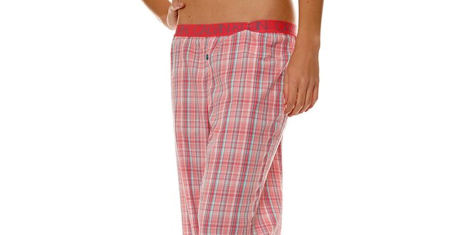 Dámske ružové kockované pyžamové nohavice Calvin Klein