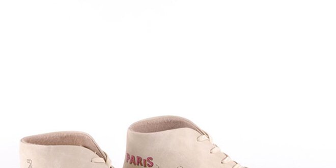 Dámske krémové topánky s farebnou potlačou Paríža Dogo