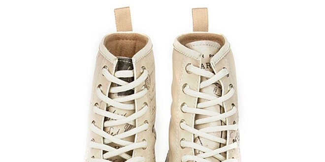 Dámske krémovo biele členkové topánky s motívom Paríža Dogo