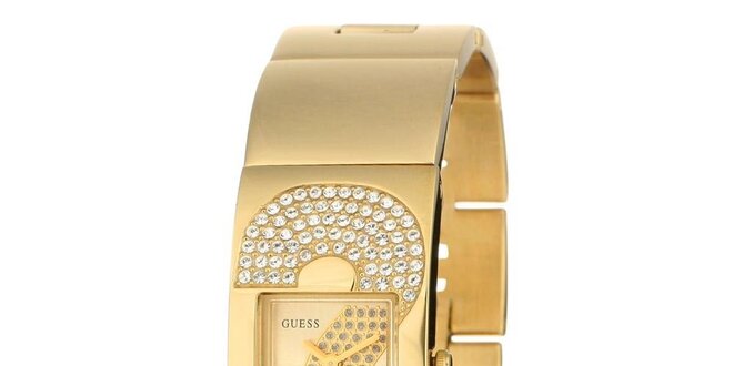 Dámske zlaté hodinky Guess s kamienkami