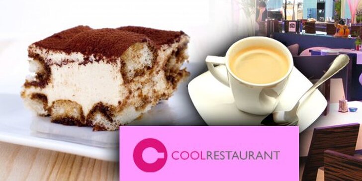 1,90 EUR za najlepšie talianske Tiramisu v reštaurácii COOL! Lahodná „cool“ kávička k tomu so zľavou 52%