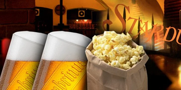 0,99 Eur za dve veľké čapované pivá Gambrinus a k tomu zadarmo čerstvé pukance! Príďte sa uvoľniť po celom dni v Stardust Pub-e so zľavou 55%