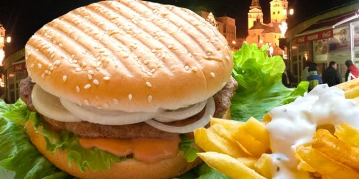 1,30 Eur za šťavnatý HAMBURGER a  chrumkavé hranolky. Zažeňte hlad so zľavou 50% !!!